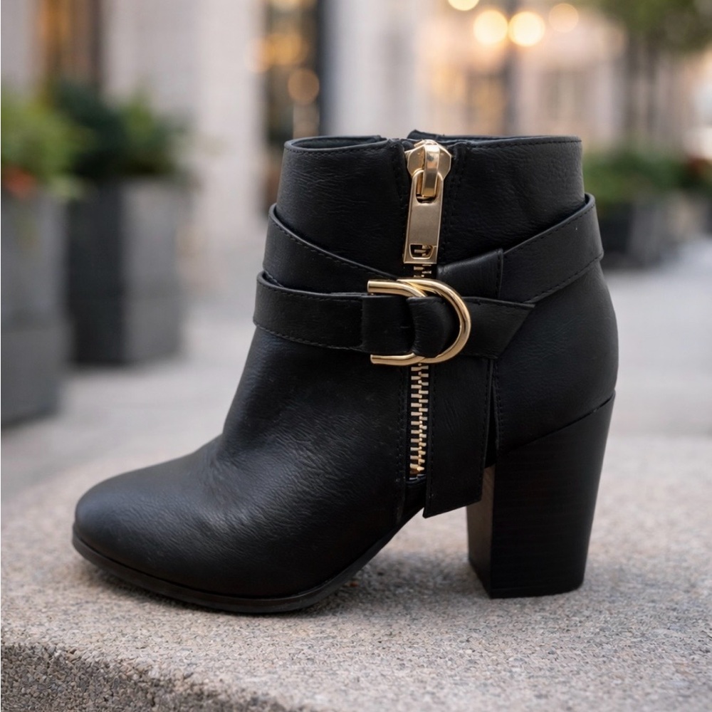 Black Ankle booties with Gold Accents
